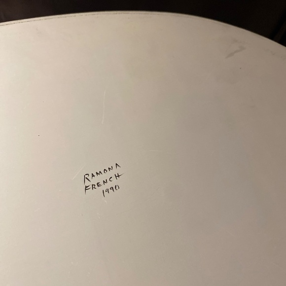 Vtg French Couple Oval Handpainted Folk Art Wooden bride box With Cover Marked - Picture 16 of 16